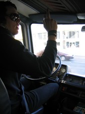 Jussi of HERO DISHONEST driving the van.