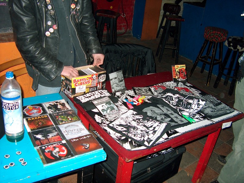Merch table at De Grote Broek, Nijmegen.