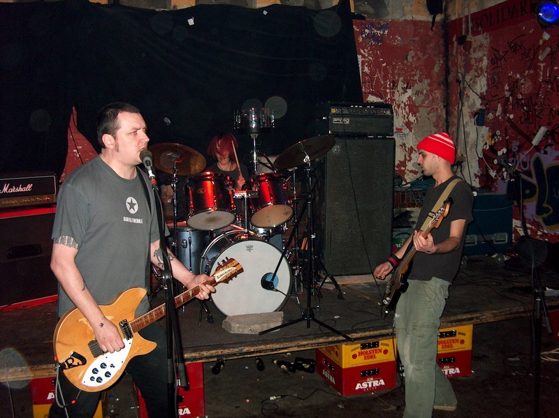 Playing at the Rote Flora squat, Hamburg, Germany