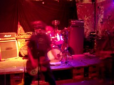 Playing at the Rote Flora squat, Hamburg, Germany