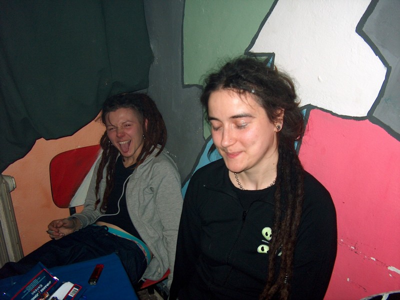 Polish punks Kasia and Olga at Jazz Club, Cesky Tesin, Czech Republic