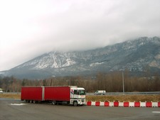 Gas station stop in France.