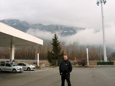 Gas station stop in France.