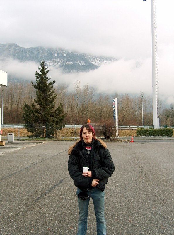 Gas station stop in France.